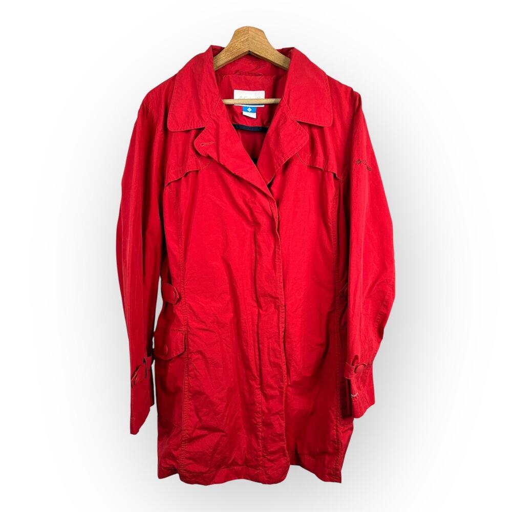 Columbia Womens size XL Trench Coat Full Zip Jacket Windbreaker wl3139 Red